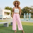 thumbnail image 3 of Lace Trim Wide Leg Pants for Women 2026 Spring Summer Cropped Lightweight Casual Pants, XL, 3 of 6