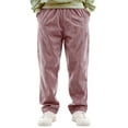 thumbnail image 2 of Zimjoy Men's Corduroy Pants Straight Leg Elastic Waist Baggy Sweatpants Men Loose Casual Pant Drawstring Work Pants Trendy Pant with Pockets, Pink L, 2 of 4