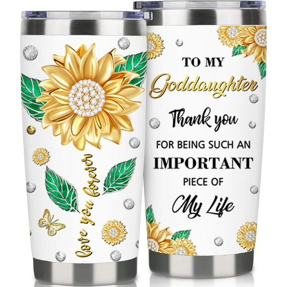 Goddaughter Gift from Godmother Godfather -20 oz Goddaughter Coffee Cup Vacuum Insulated Stainless Steel,Ideal Goddaughter Birthday Gift (Goddaughter)