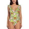 thumbnail image 2 of Yiaed Cute Avocado Print Women's Ruffled One Piece Swimsuit V Neck Swimwear Slimming Monokini for Woman-XX-Large, 2 of 8