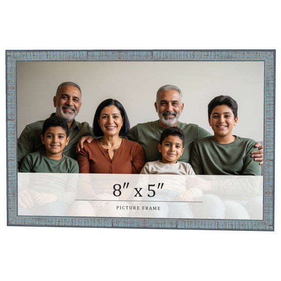 8x5 Frame Blue Scuffed Farm Board Solid Wood Picture Frame Width 0.75 Inches | Interior Depth 0.5