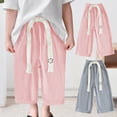 thumbnail image 2 of XinLfly 2PC Girls Ice Silk Loose Straight Trouser Elastic Waist Pants Casual Wide Leg Solid Color Long Trouser,1PC Pink+1PC Gray,5T, 2 of 6