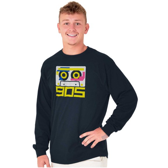 Retro Nineties Colorful Cassette Tape Long Sleeve TShirt Men Women Brisco Brands S