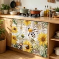 thumbnail image 6 of Sunflower Cabinet Curtain 35"Wx35"L, Dustproof Under Sink Skirt with Self Adhesive Tape, Vintage Summer Bee Botanical Farmhouse Cabinet Curtain Cover for Kitchen Sink, Bathroom Vanity, Laundry Room, 6 of 9