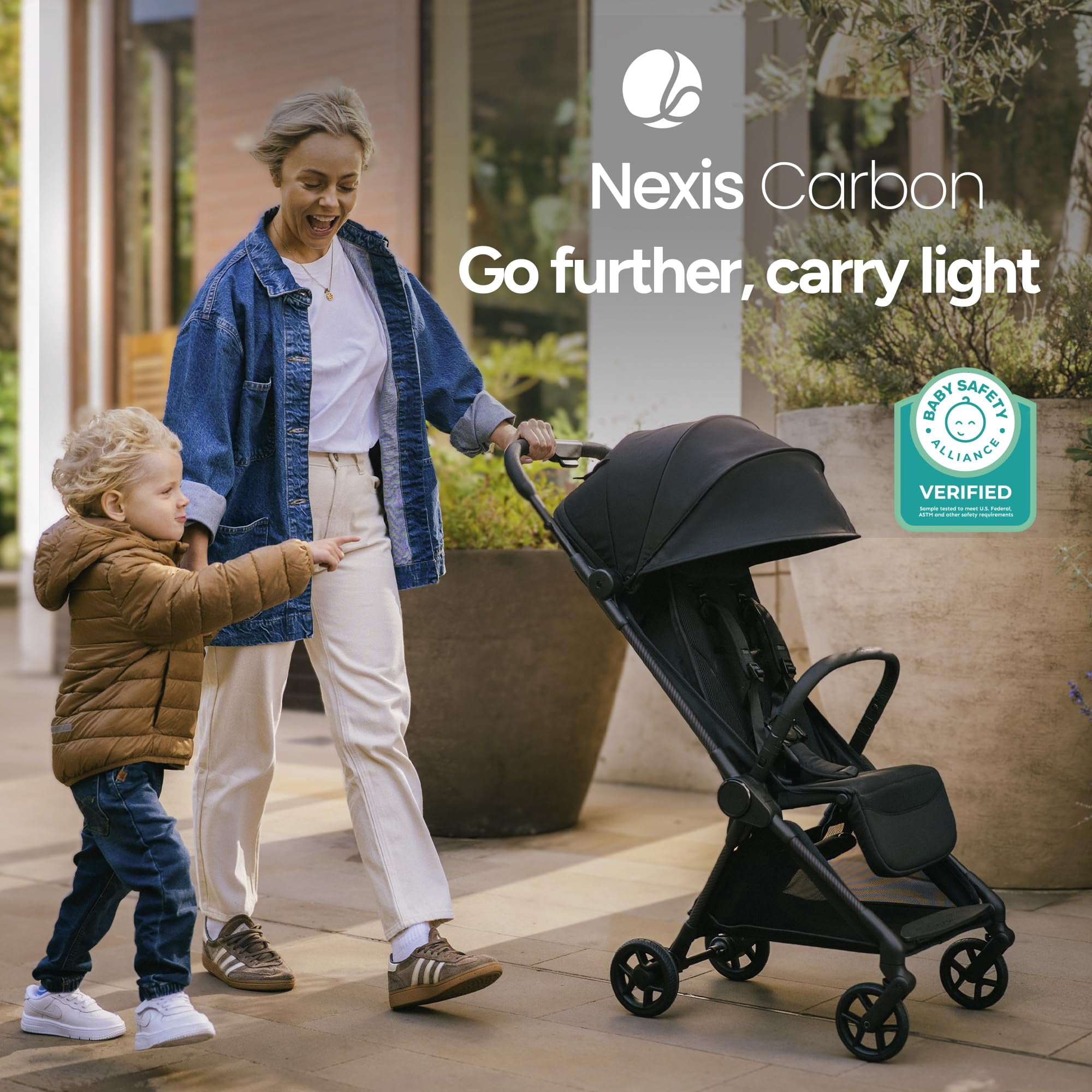 Mompush Nexis Carbon Ultra-Light Travel Stroller, Compact, Full Recline, from Birth to 50 lbs, Forest, 13.9LB, Unisex
