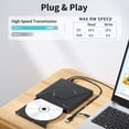 thumbnail image 4 of External CD DVD Drive, USB 3.0 Type-C DVD Player, Portable CD DVD +/-RW Drive for Laptop or Desktop, Compatible, 4 of 5