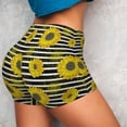 thumbnail image 4 of Fotbe Sunflowers On Black And White Stripes Seamless Shorts, Womens Workout Shorts High Waist Stretch Booty Short for Gym/Yoga/Running/Biking-X-Large, 4 of 9