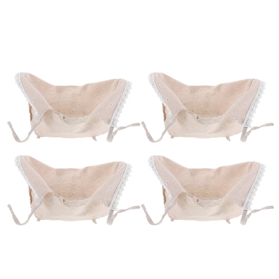 HONMEET 4Pcs Fitted Cloth Basket Liners for Wicker Wire Picnic Baskets Boho Farmhouse Style