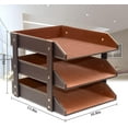 thumbnail image 2 of Very Sturdy 3 Tier Leather Desk File Rack for Office Supplies/Stationery/Folder,Stackable Letter Tray Organizer,Document Filing Organizer Holder for Desktop Storage (Brown）, 2 of 8