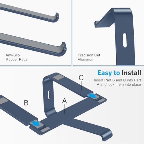 Laptop Stand for Desk, Detachable Laptop Riser, Aluminum Laptop Holder, Compatible with MacBook Air/Pro, Dell, HP, and All Laptops (11-16 inch), Grey