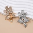 thumbnail image 2 of fuxzkrlz Vintage Rhinestone Flower Brooch, Floral Alloy Lapel Pin, Sweater Cardigan Coat Business Suit Decoration, Men Women Clothing Accessories, 2 of 7