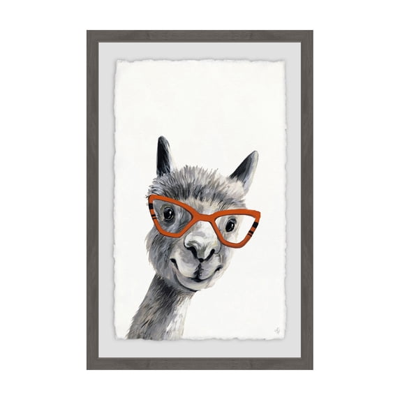 Marmont Hill Geeky Llama II Framed Print Wall Art