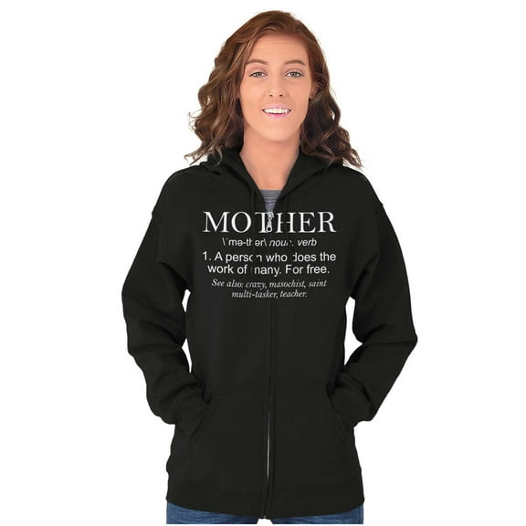 Funny Mother Definition Cute Mom Womens Plus Size Graphic Zipper Hoodie Brisco Brands 2X