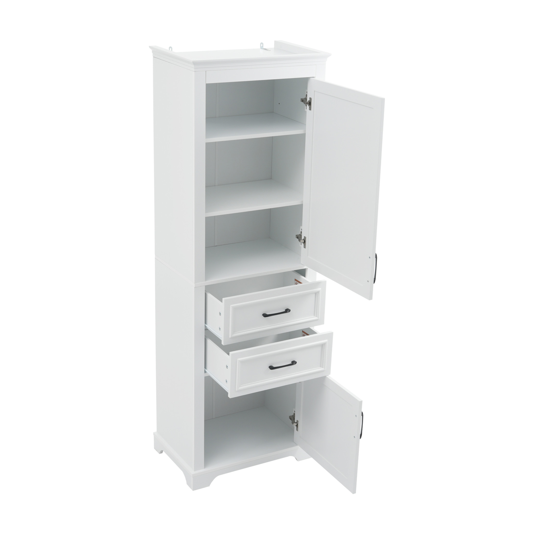 Noble House 71" Freestanding Bathroom Cabinet with Soft-Close Doors, 2 Drawers, Adjustable Shelves, White