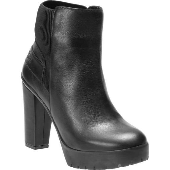 Women's Harley-Davidson Iredell Heeled Platform Bootie Black Full Grain Leather 8.5 M