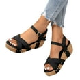 thumbnail image 5 of Fukaraa Women's Slingback Wedge Sandals Adjustable Buckle Peep Toe Platform Summer Casual, 5 of 9