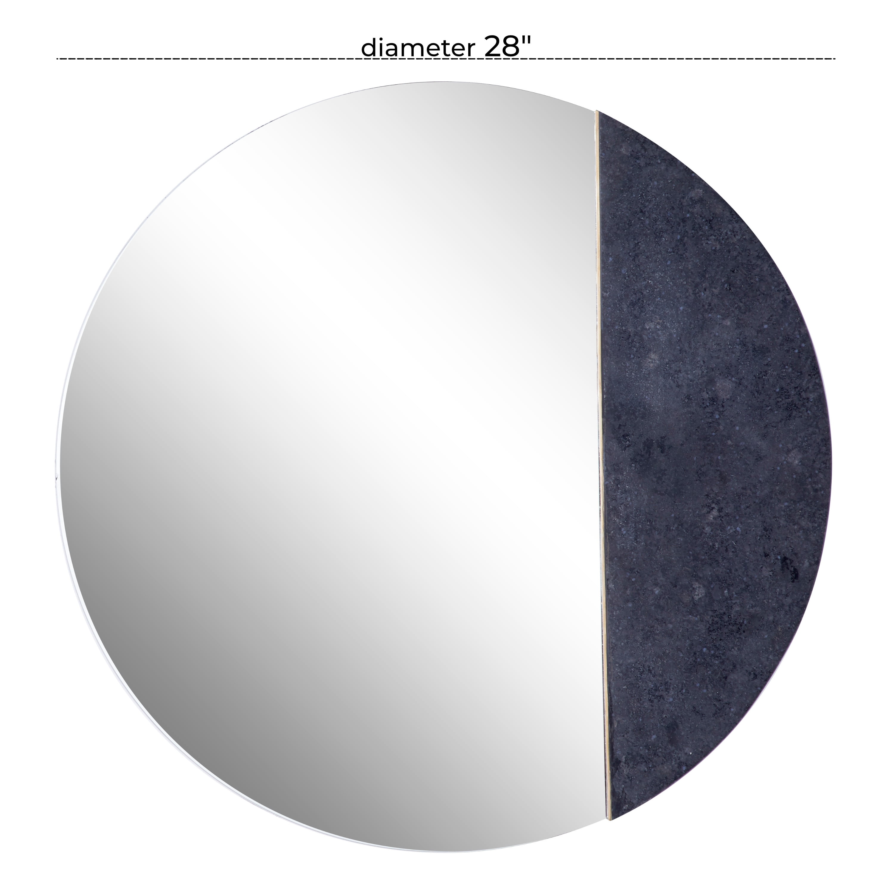 DecMode 28" x 28" Black Wall Mirror with Marble Accent
