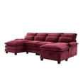 thumbnail image 2 of Noble House 106" U-Shape Sectional Sofa, Chenille Modular Cloud Couch with Chaise Lounge, Ottoman, Pillows, Wine Red, 2 of 30