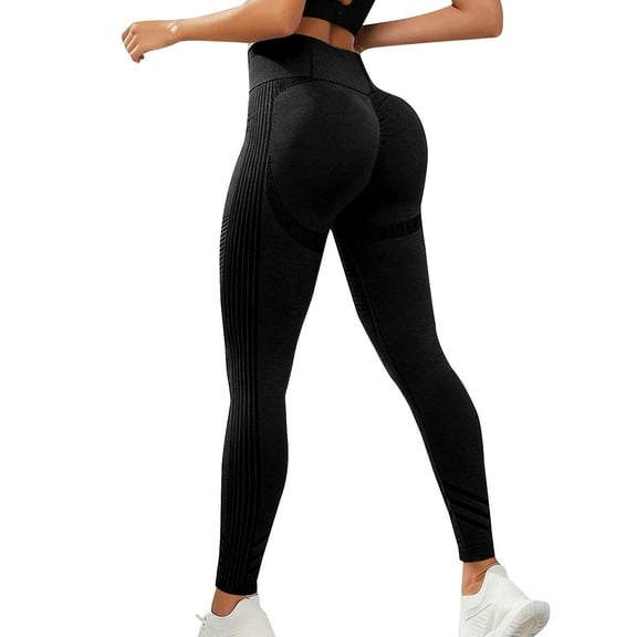 Holzkary 3D Compression Leggings Women High Waisted Tummy Control Pants Gym Trousers Women Anti Cellulite Leggings Lounge Pants Seamless Scrunch Butt Yoga Pants No Front Seam Workout Pants Black L
