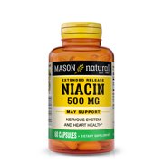 Mason Natural Niacin (Vitamin B-3) 500 mg Extended Release - Supports Energy Production and Fat Metabolism, 60 Capsules