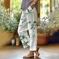 thumbnail image 2 of Flmaly vacation outfits for women High Waistband Women's Summer Drawstring Pocket Flower Flower Casual Loose Comfortable Cotton Linen Casual Pants Vacation Outfits, 2 of 3