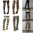 thumbnail image 2 of Crochet Knitted Thigh High Stockings Over the Knee Long Tube Stretchy Leg Warmers with Colorful Square Pattern for Women, 2 of 9
