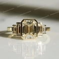 thumbnail image 2 of CHIRAGEMSJEWELS Five Stone Cluster Diamond Ring Bezel Set Moissanite Engagement Ring 3 Ct Emerald Cut Moissanite Ring Yellow Gold Wedding Bridle Ring, 2 of 4