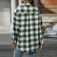 thumbnail image 4 of Kixjoy Women's Flannel Shirts Long Sleeve Button Down Plaid Shirts Fashion Oversized Winter Top Casual Lightweight Blouses for Women with Pockets, Green S, 4 of 6