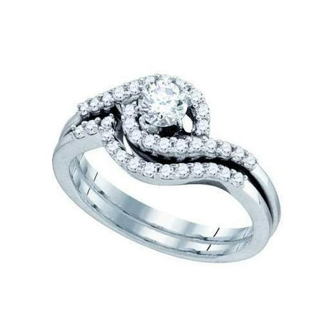 1.00Ct Diamond 0.40Ct Center Round Bridal Set Womens Fixed Ring Size - 7