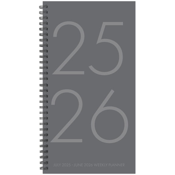 Charcoal Gray July 2025 - June 2026 3.5 X 6.5 Softcover Weekly Spiral Planner, (Hardcover)