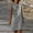 Gray, variant on Summer Savings Clearance! Pitauce Dresses for Women 2024 Elegant Cotton Linen Midi Dress Crew Neck Solid Color Bow Tie Plus Size Sundresses Casual Loose Fit Vintage Beach Dress