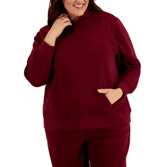 ID Ideology Plus Size Fleece Hooded Pullover Sweatshirt Pullov Malbec 1X