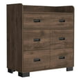 thumbnail image 6 of JERFIT Modern 4-Drawer Dresser with Double Drawer, Particle Board Storage Chest for Bedroom, Dark Brown, 6 of 7