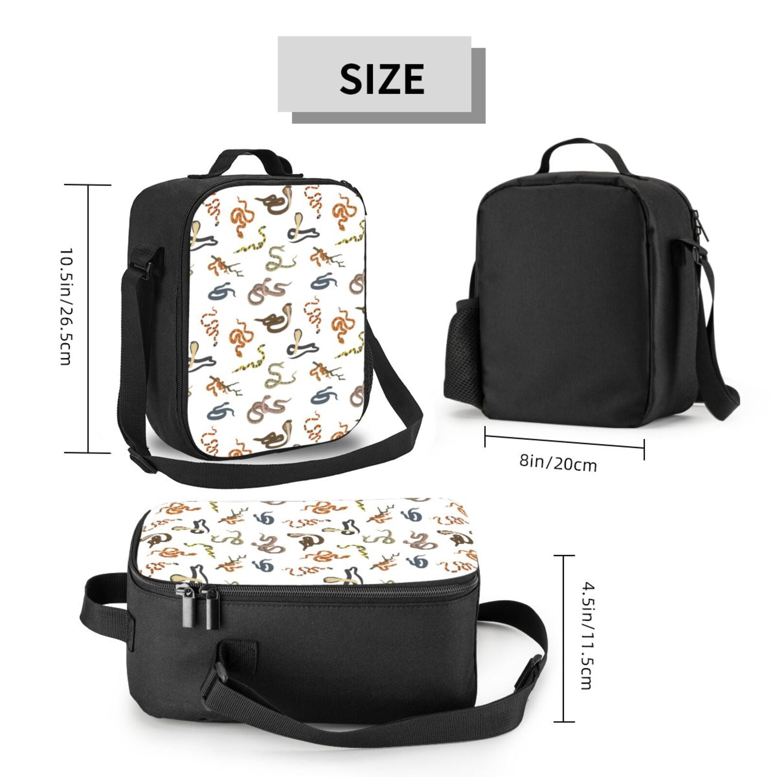 Defioc Snake Print Lunch Box for Men & Women, Insulated Lunch Bag Thickened Thermal Leakproof Lunch Tote Bag for Adult Office Travel Picnic