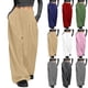 thumbnail image 1 of Pincandy Women's Fashion Casual Solid Color Ruched Elastic Waist Pants - Loose Fit for Outdoor Activities, 1 of 6