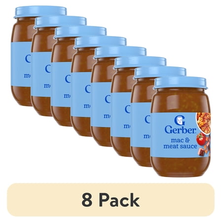 (8 pack) Gerber 3rd Foods Mealtime for Baby Baby Food, Mac & Meat Sauce, 6 oz Jar