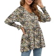 thumbnail image 4 of Camisas Para Mujer de Gran Tamaño de Moda Otoño Invierno Blusa Con Cuello en V Estampado Puff Manga Larga Camiseta Tops Odeerbi ODB133224, 4 of 6