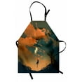 thumbnail image 1 of Fantasy Apron Flying Man with Balloons in Sky Starry Night Freedom Fun Theme Illustration, Unisex Kitchen Bib Apron with Adjustable Neck for Cooking Baking Gardening, Orange Ash Gray, by Ambesonne, 1 of 3