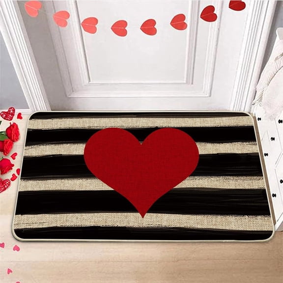 Tyidzon Valentines Day Door Mat, Extra Soft Absorbent Valentines Day Decorations Heart Bathroom Rugs, Quicker Dry Washable Bath Mat for Bathroom Home, 24"x18"