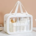 thumbnail image 1 of Large Size Transparent Waterproof Toiletry Organizer Bag - PU & PVC Multifunctional Travel Storage Pouch with Zipper Closure for Cosmetics, Toiletries, Stationery - Solid White Adult Makeup &, 1 of 6