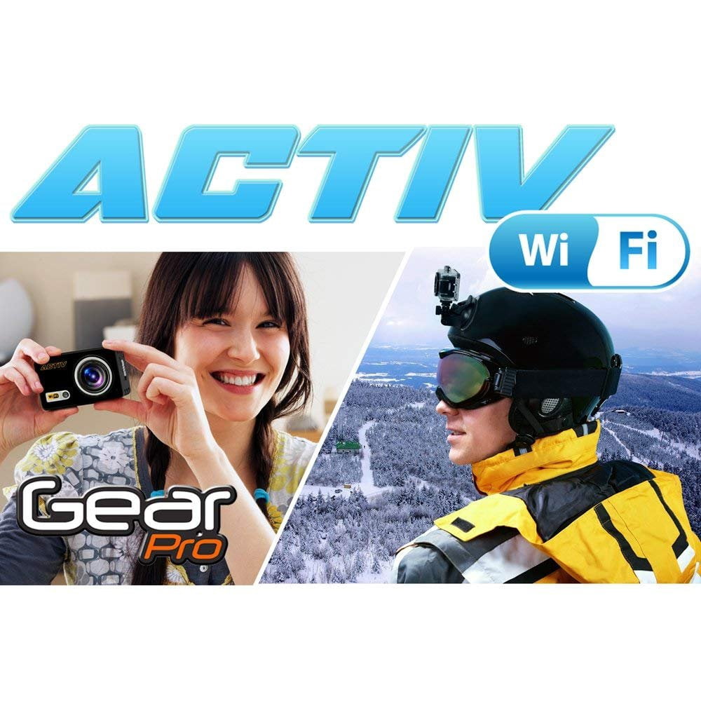 Gear Pro ACTIV Action Camera Hi Resolution Full 1080p HD Video 16 MegaPixel Images 3 Capturing Modes with Waterproof Case Built in WiFi and Helmet Camera Black
