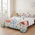 thumbnail image 2 of Twin XL Quilt Set 68''x98'', Red Flower Lightweight Bedspread Coverlet Set with 2 Pillow Shams, Botanical Blue Plant Pink Garden Poppy Floral Breathable All Season Quilt Bedding for Dorm/Guest Room, 2 of 9