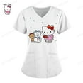thumbnail image 3 of Camiseta de verano para hospital, camiseta para mujer, camisetas 2023, camisetas para mujer, camisetas con bolsillos, uniforme de enfermera, Hello Kitty, ropa de mujer con cuello en V, 3 of 5