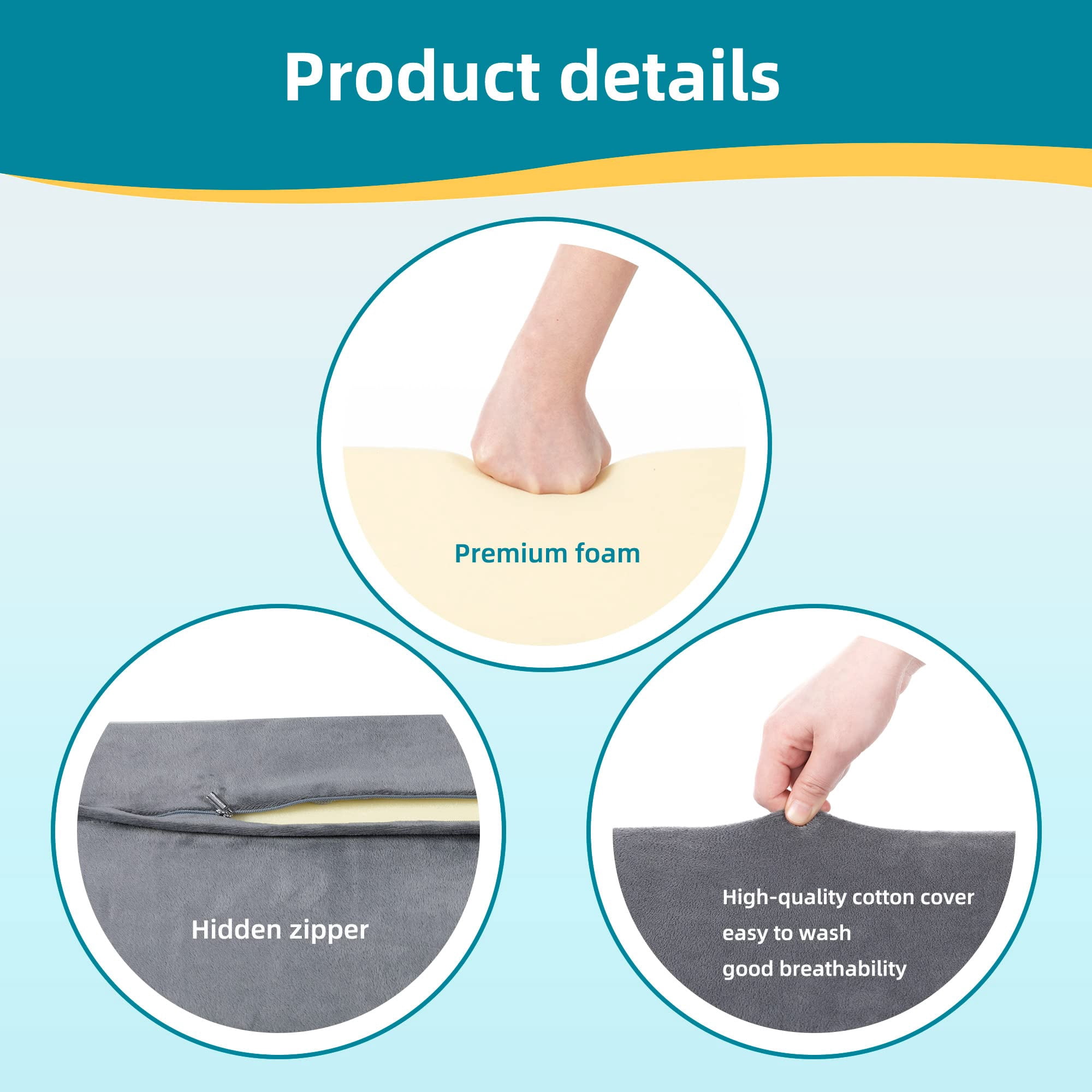 Bed Wedges & Body Positioners For (3 In 1) 40 Degree Triangle Positioning Pillow After  Wedge