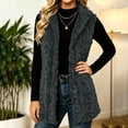 thumbnail image 4 of cocolona Textured Fuzzy Fleece Vest for Women Sleeveless Button Down Cable Knit Cardigan Solid Color Casual Sweater Vest, 4 of 7