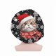 thumbnail image 1 of wonima11 Christmas Cat Print Silky Satin Bonnet Sleep Cap Adjustable Night Sleeping Hat Double Layer Bed Hat Women Satin Silk Bonnets Beanie Head Wrap Head Scarf, 1 of 1
