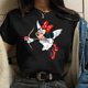 thumbnail image 1 of KISS Mickey and Minnie Cute Women's Top O-Neck Summer Women's T-Shirt Kawaii Mickey Mouse Casual TopS Gao Jinjia LED, 1 of 2