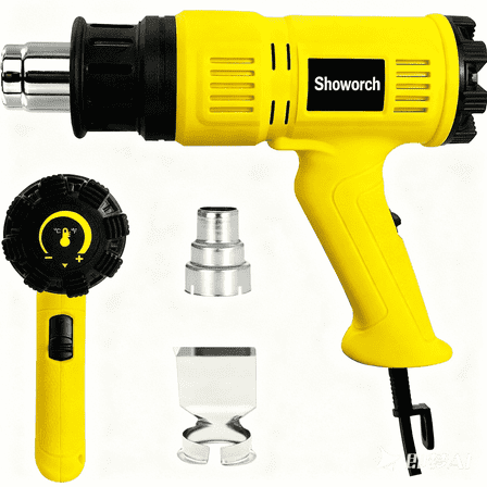 Heat Gun 1800W 140℉~1202℉ (60℃-650℃) Heavy Duty Hot Air Gun Kit Variable Temperature Control, Fast Heating, 2 Nozzles for Crafts, Shrink Wrapping, Candle Making, Epoxy Resin