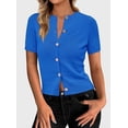 thumbnail image 6 of PRETTYGARDEN Womens Casual Summer Short Sleeve Cardigans Button Down Knitted Sweater Basic Crew Neck Crop Tops, 6 of 10