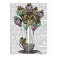 thumbnail image 3 of Fab Funky 12x14 Black Modern Framed Museum Art Print Titled - Cheshire Cat Hot Air Balloon, 3 of 5
